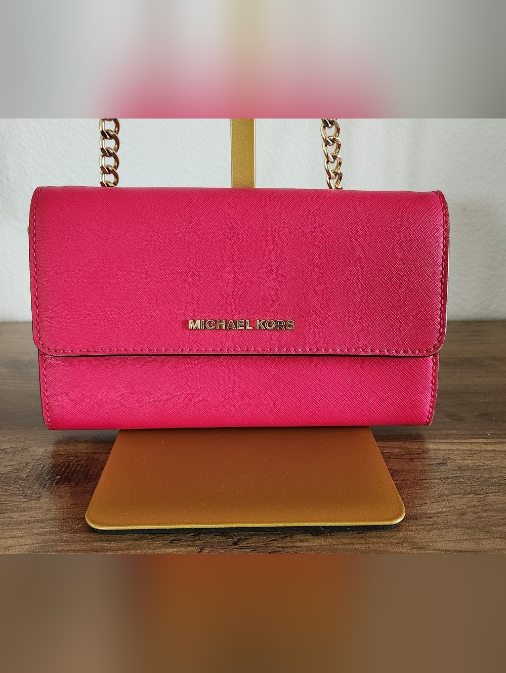 NWOT Michael Kors Hot Pink Chain Crossbody Wallet